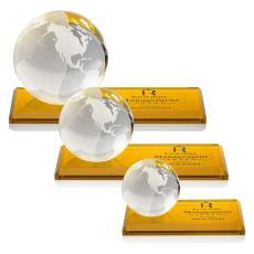 Amber Globe Crystal Award on Base - Trophies