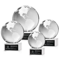 Sure, here's a product title for the globe crystal award:  Rotating Crystal Globe Award on Base - Globe Awards