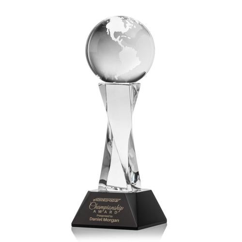 Trophies - Corporate Awards - Globe Awards - Optical Crystal Rotating Globe Award