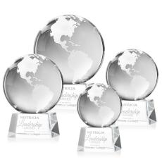 Optical Crystal Globe Award on Rotating Base - Globe Awards