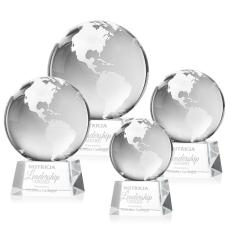 Optical Crystal Globe Award on Rotating Base - Corporate Awards