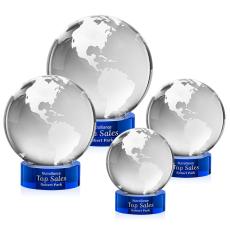 Globe Crystal Award on Blue Base - Globe Awards