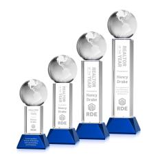Blue Globe Crystal Award with Stowe Base - Globe Awards