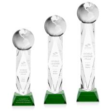 Crystal Globe Award on Green Toscana Base - Globe Awards