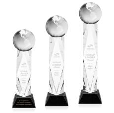 Crystal Globe Award on Elegant Black Base - Globe Awards