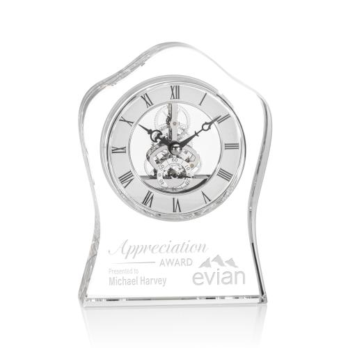 Crystal Clocks - Elegant Wavy Crystal Regatta Clock - Deep Etch