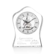 Elegant Wavy Crystal Regatta Clock - Deep Etch - Crystal Clocks