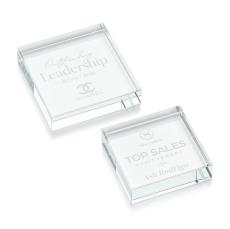 Sleek Starfire Crystal Square Paperweight - Personalized Gifts