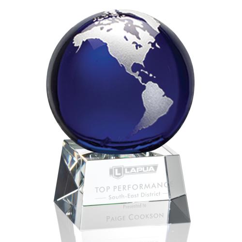 Trophies - Corporate Awards - Globe Awards - Blythwood Globe Crystal Award - Blue Elegance