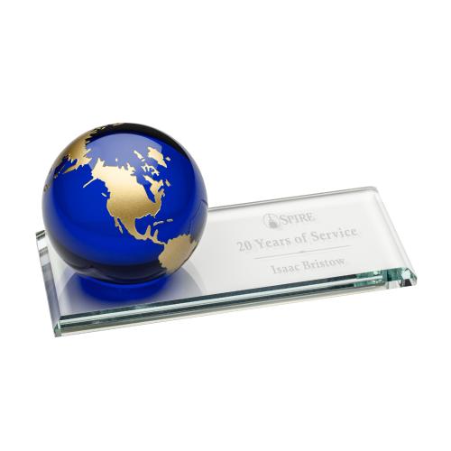 Trophies - Corporate Awards - Globe Awards - Fairfield Sapphire Crystal Globe Award
