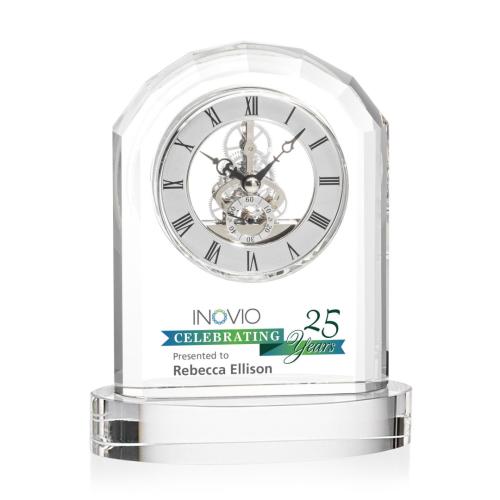 Trophies - Corporate Awards - Crystal Clocks - Birkdale Crystal Clock with VividPrint Decor